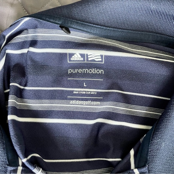 Adidas University of Michigan Puremotion Striped Mens Polo Shirt - Picture 4 of 6